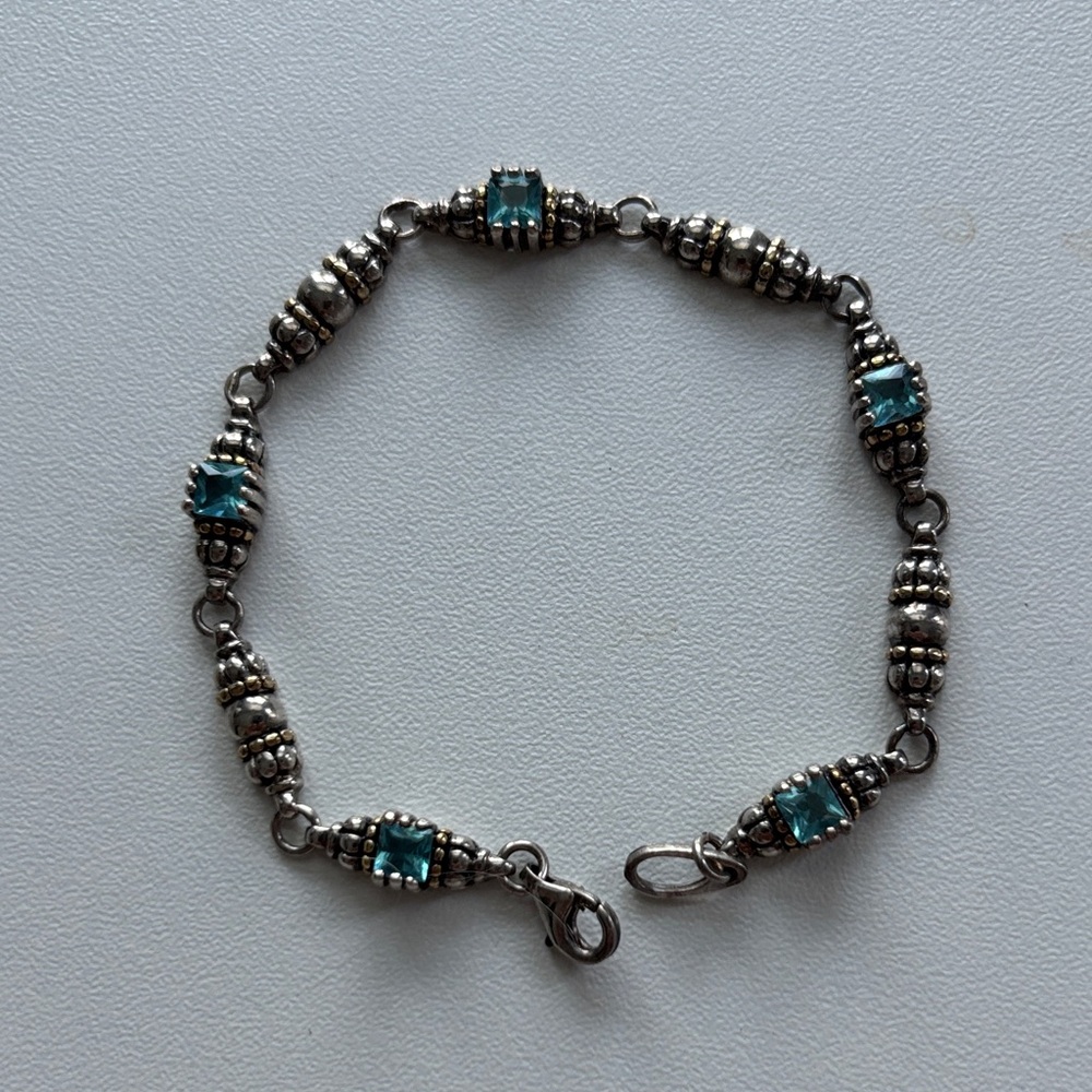 Elegant Silver and Blue Bracelet